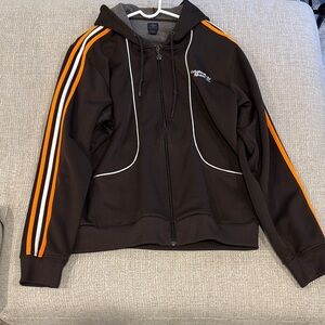 Adidas Original Sport Brown Track Suit Jacket with Orange Stripes VTG